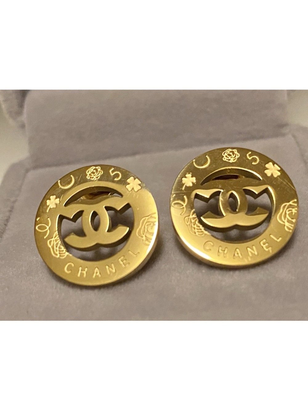 Fashion Jewelry 14K Gold Plated Round Logo Cutout Earrings